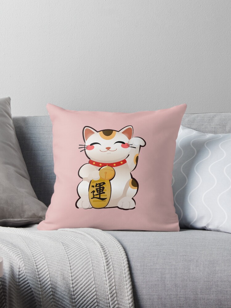 Cute Maneki Neko Pillow for Sale by sugoitime Redbubble