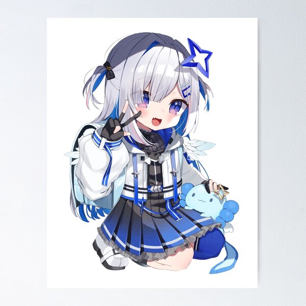 Chibi Loli Kanatan Wearing Backpack with Blue Axolotl | hololiveJP