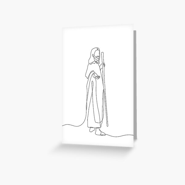 &ldquo;One continuous one drawn line art doodle of a spiritual Jesus Christ