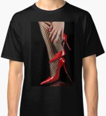 Woman legs in fisnet stockings and high heels Classic T-Shirt
