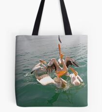 Feedtime at the home of the Pelicans Tote Bag