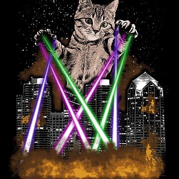 Artwork thumbnail, Laser Cat Destroys City With Paws - Cute Adorable Kitten by zenspired