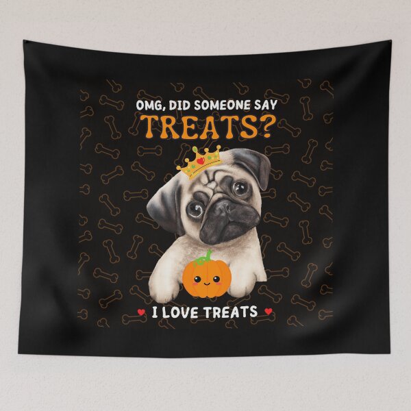 Item preview, Pug Likes Treats - Halloween Trick-or-Treat Shirt designed and sold by FlippinTurtles.