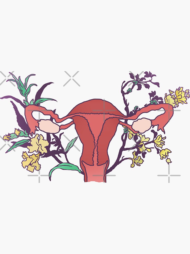 Thumbnail 3 of 3, Sticker, Floral Uterus designed and sold by fabfeminist.