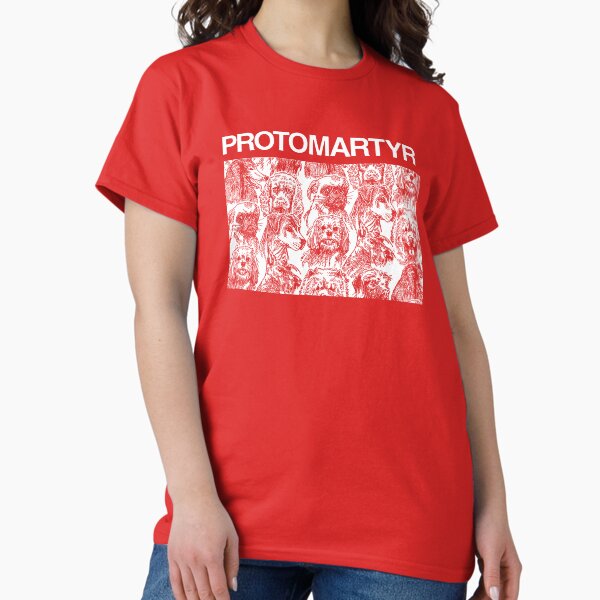 Vista previa del artículo con la obra «Protomártir, bajo el color del derecho oficial, el intelecto del agente, familiares en descendencia, éxito máximo hoy», diseñado y vendido por ElasticaShirts.