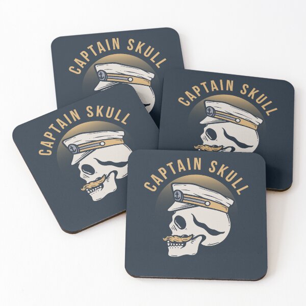 Item preview, Side View of Mustachioed Skull Captain designed and sold by rukurustudio.