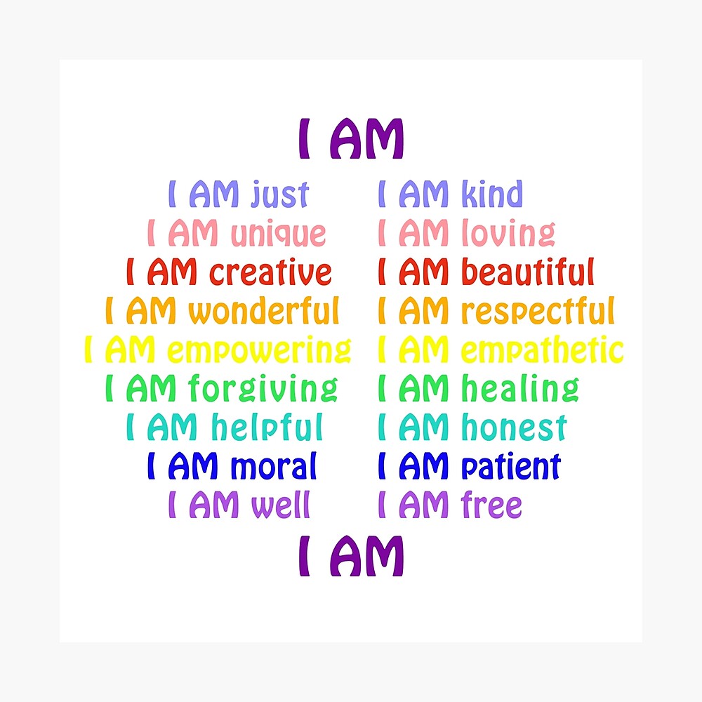 I AM Affirmations Motivational and Inspirational Power Of The Great I AM Sayings Poster
