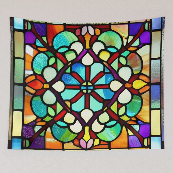 Item preview, Exquisite Stained Glass: Multi-Colored Geometric Pattern designed and sold by IlluminatedPage.