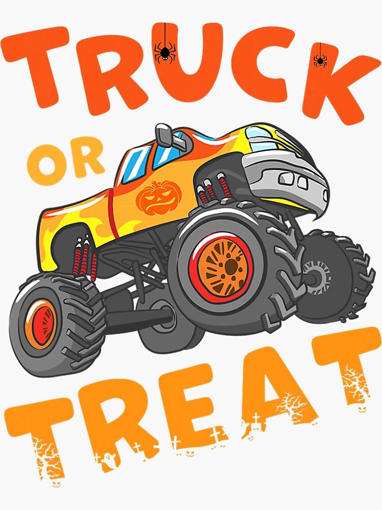 "Truck Or Treat Halloween Monster Truck" Sticker for Sale by