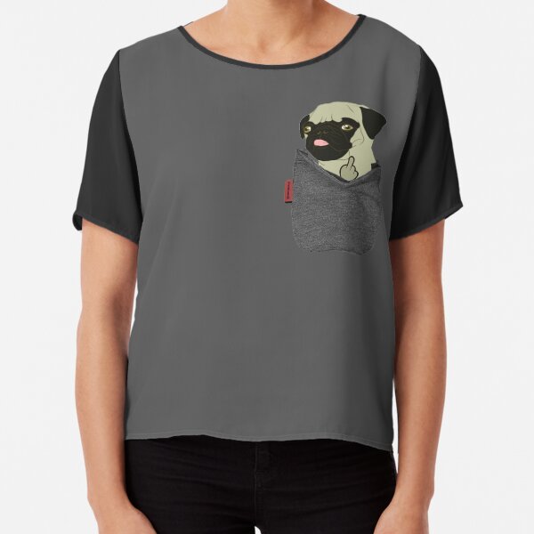 Pug You Pocket Chiffon Top
