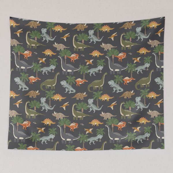 Item preview, Cute and colorful dinosaurs on dark blue // boys designed and sold by Erin Kendal.