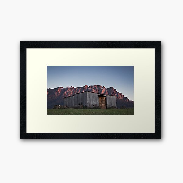 Hayshed at Sunset Framed Art Print