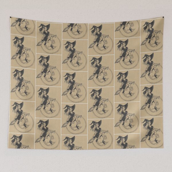 Item preview, Witch and Broom Flying by the Moon designed and sold by DorysStories.