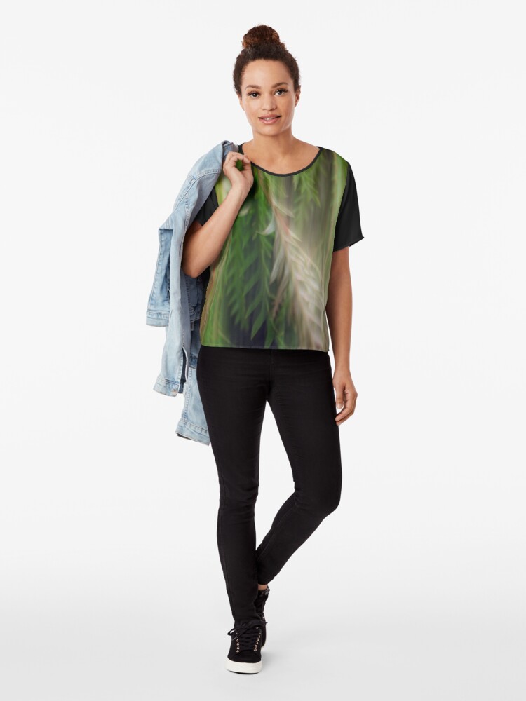 Alternate view of Fleur Blur Series-Abstract Decorative Leaves Chiffon Top