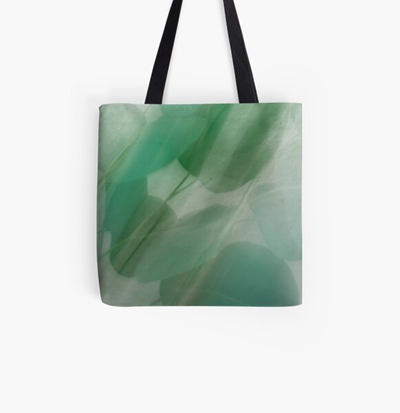 Fleur Blur Series-Abstract Eucalyptus Leaves All Over Print Tote Bag