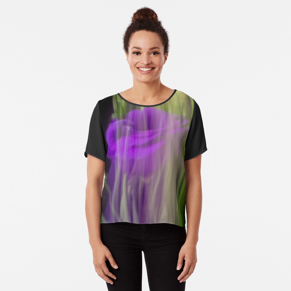 Fleur Blur-Abstract Purple Flower Photo Chiffon Top