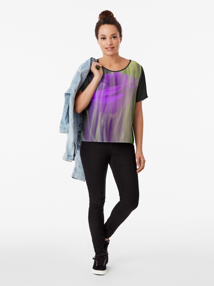 Alternate view of Fleur Blur-Abstract Purple Flower Photo Chiffon Top