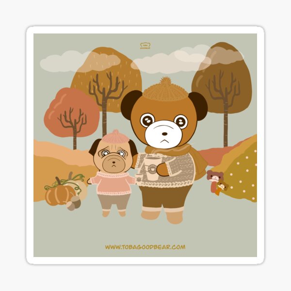 Sweater Weather Bear and Pug Sticker