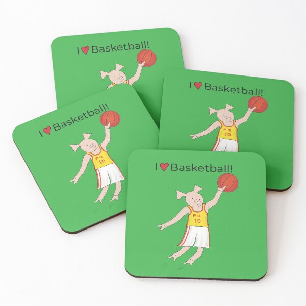 Item preview, Green, I love Basketball! Left-handed Pig basketball player, shooter, basketball designed and sold by PiggingJapan.