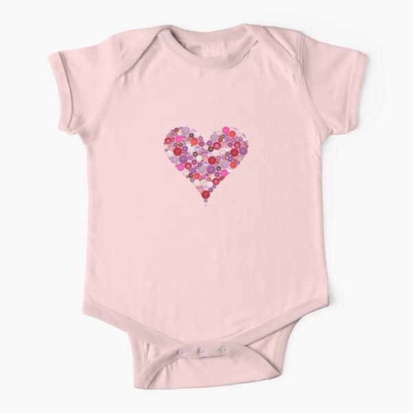 Heart buttons t-shirt Short Sleeve Baby One-Piece