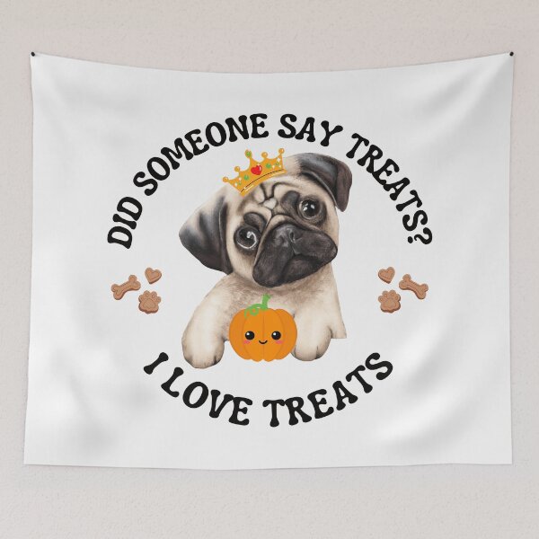 Item preview, Pug Likes Treats - Halloween CIRCLE Sticker and Shirts designed and sold by FlippinTurtles.