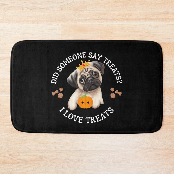 Item preview, Pug Likes Treats - Halloween CIRCLE Sticker and Shirts Black Background designed and sold by FlippinTurtles.