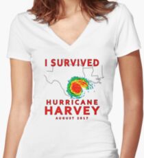 I Survived Hurricane Harvey 2017 Women's Fitted V-Neck T-Shirt