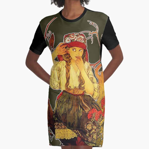 HD Alphonse Mucha - Music: Moravian Teachers Choir stunning design number III! Graphic T-Shirt Dress