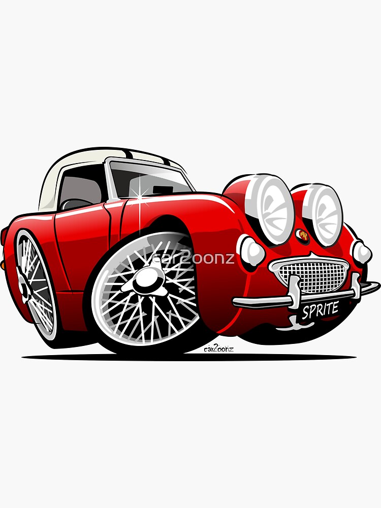 Frogeye Sprite Caricature Red Hardtop Sticker For Sale By Car2oonz