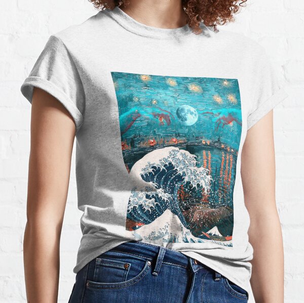 The Great Wave Off Kanagawa in a Starry Night Classic T-Shirt