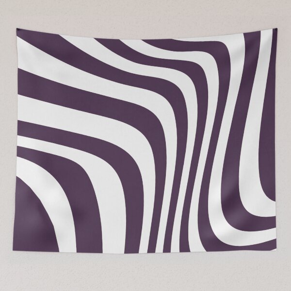 Item preview, Aubergine and white wavy lines geometric pattern designed and sold by by-jwp.