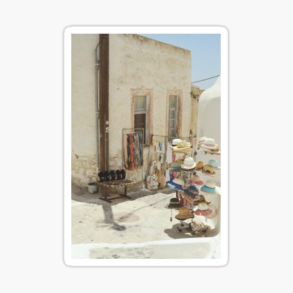 Vista previa del artículo con la obra «Calle griega - Mercado de Verano en Santorini Grecia», diseñado y vendido por CarolinaReina.