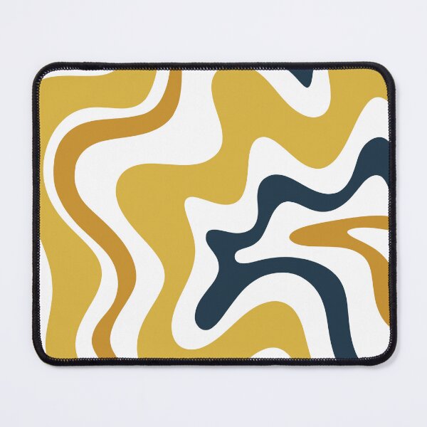 Item preview, Retro Liquid Swirl Abstract Pattern in Mustard Yellow, Navy Blue, and White designed and sold by kierkegaard.