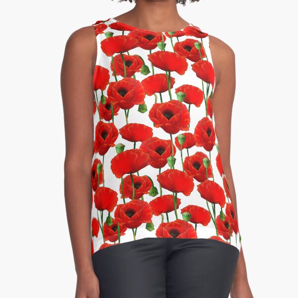 Poppy Pattern Sleeveless Top