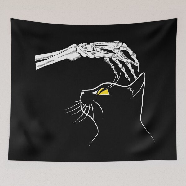 Item preview, Cat With Skeleton Hand Vintage designed and sold by TheInkElephant.