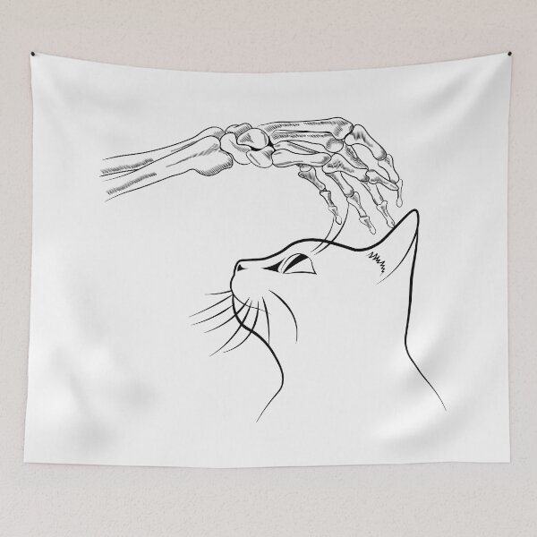 Item preview, Cat With Skeleton Hand Vintage designed and sold by TheInkElephant.
