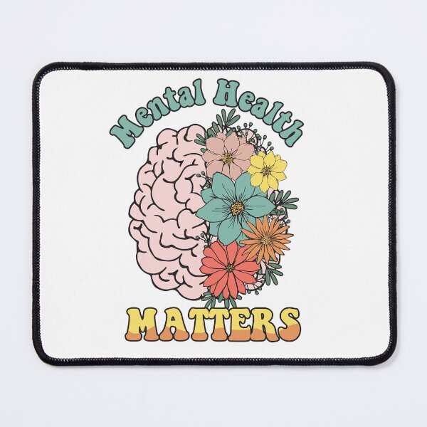 Item preview, VINTAGE AND COLORFUL  FLORAL BRAIN  QUOTE "MENTAL HEALTH MATTERS" MENTAL HEALTH AWARENESS ESSENTIAL TSHIRT designed and sold by GhostAmine.