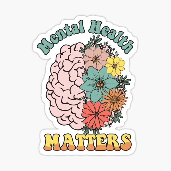 Item preview, VINTAGE AND COLORFUL  FLORAL BRAIN  QUOTE "MENTAL HEALTH MATTERS" MENTAL HEALTH AWARENESS ESSENTIAL TSHIRT designed and sold by GhostAmine.