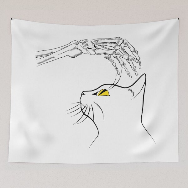 Item preview, Cat With Skeleton Hand Vintage designed and sold by TheInkElephant.