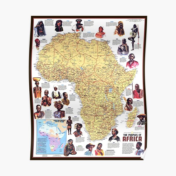 ""Africa 1971 / today detailed peoples map" Poster for Sale by
