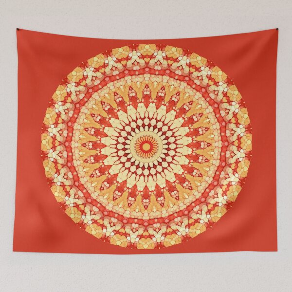 Item preview, Red Yellow Orange Summer Sun Mandala Art Pattern designed and sold by LC Graphic Design Studio.