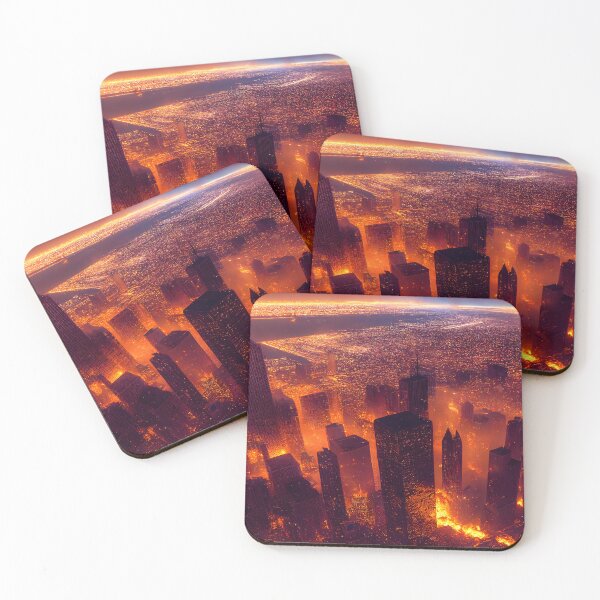 Item preview, Burning City in the night designed and sold by Tuko Designs.