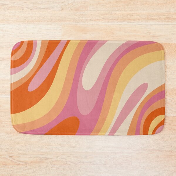 Item preview, Wavy Loops Retro Abstract Pattern in Retro Orange Yellow Thulian Pink Cream designed and sold by kierkegaard.