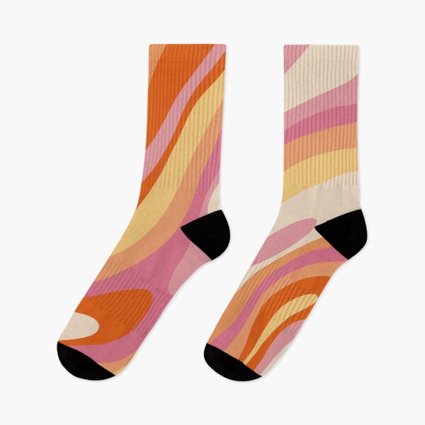 Item preview, Wavy Loops Retro Abstract Pattern in Retro Orange Yellow Thulian Pink Cream designed and sold by kierkegaard.