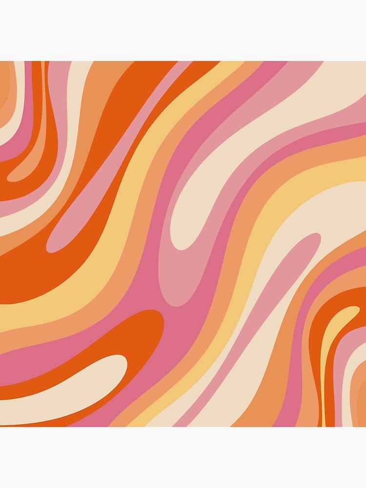 Wavy Loops Retro Abstract Pattern in Retro Orange Yellow Thulian