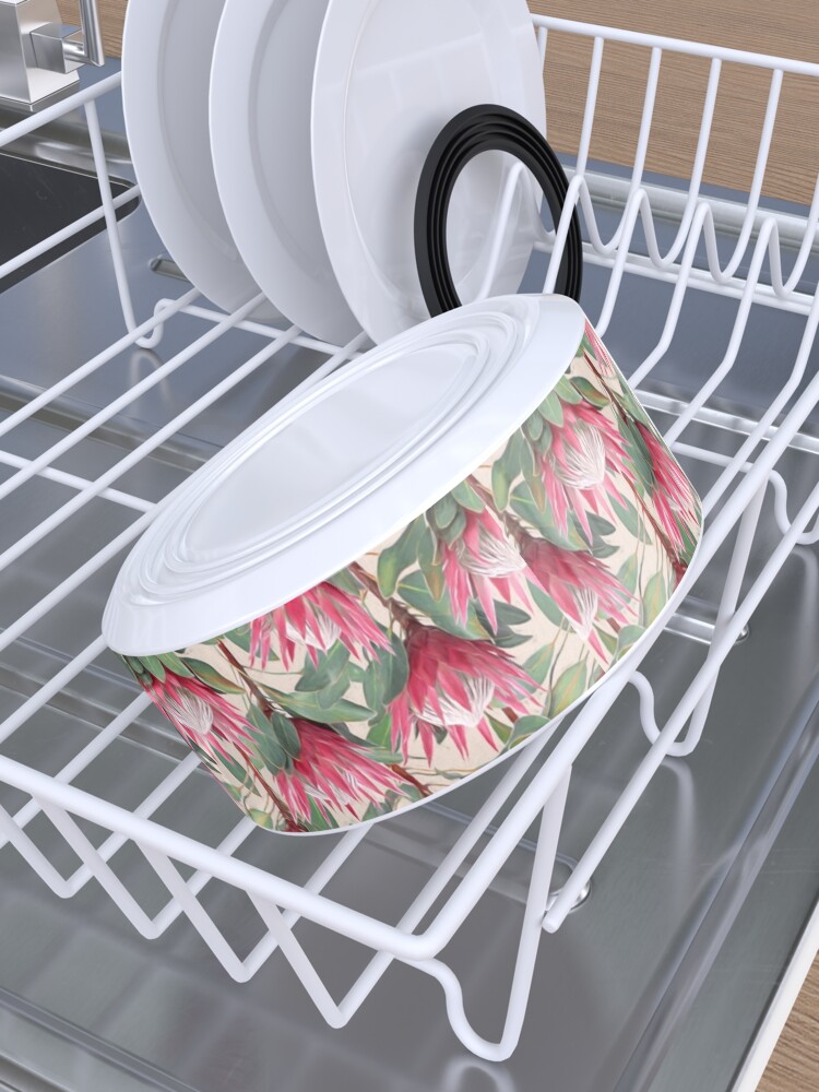 Alternate view of Painted King Proteas on Cream Pet Bowl