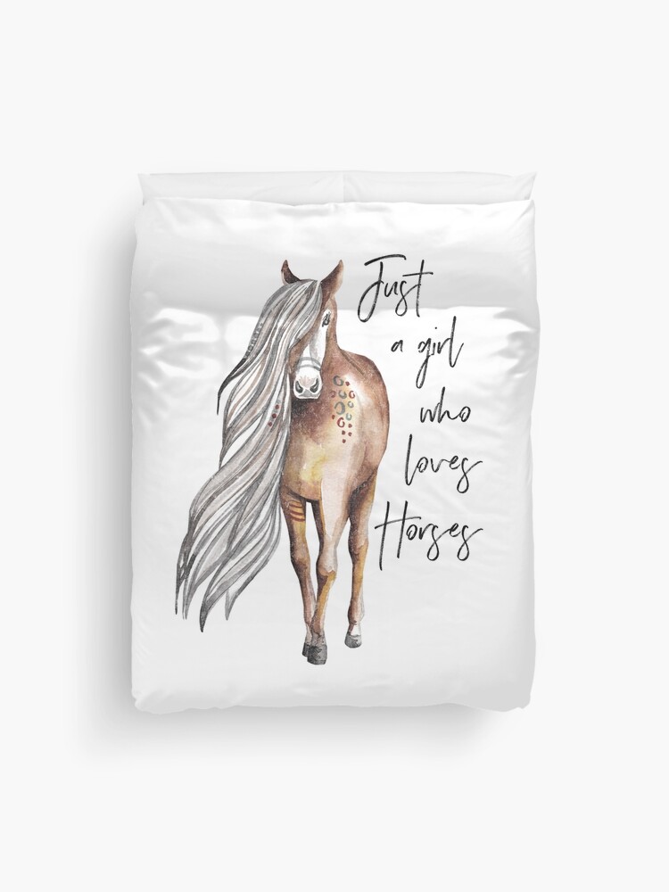 Funda nórdica «Sólo una niña que ama a los caballos - Diseño de amante los caballos» de nvdesign |