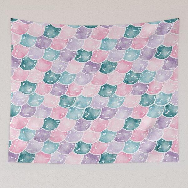Artikelvorschau, Watercolour Mermaid Scales | Pink entworfen und verkauft von RebeccaFlaherty.