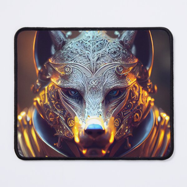 Item preview, Wolf in a medieval shiny golden armour designed and sold by Tuko Designs.