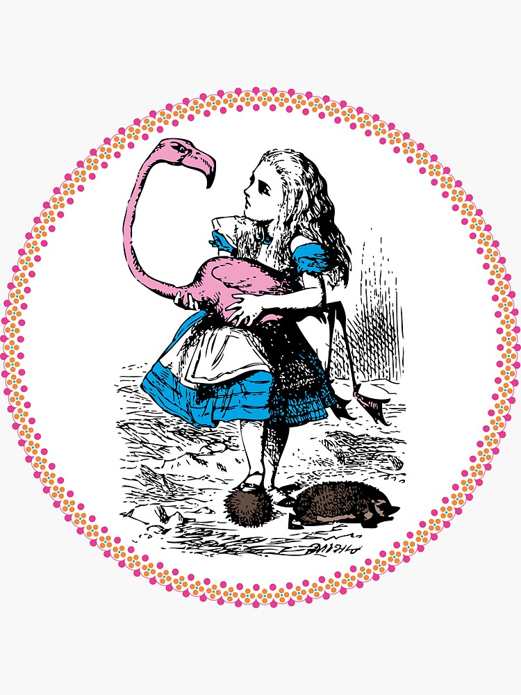 "Alice in Wonderland Alice Playing Croquet with a Flamingo and